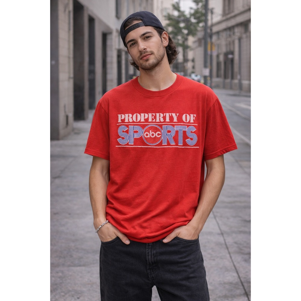 VINTAGE ABC Sports Property Of Red T‎ Shirt XL Artex Made USA